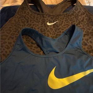 Nike Blue and Leopard Print Sports Bras 2 pieces
